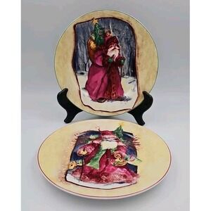 Royal Norfolk 2 - 7‎ 1/2" VICTORIAN SANTA Christmas Salad Plates